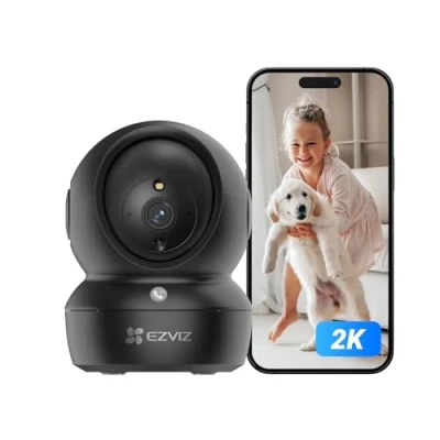 Imagen de EZVIZ C6N Pro 2K Camara Vigilancia WiFi Interior con Seguimiento Automático, Negra Cámara IP Domicilio 360 para Bebe,Visión Nocturna Color, Detección Humana, Llamada Bidireccional, Soporta 512GB