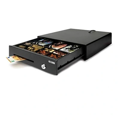 Imagen de Safescan Cajón portamonedas uso ocasional LD 3336 para el efectivo, Caja registradora con 3 apartados billetes y 8 monedas, dinero conexión RJ 12, 33x36x10 cm