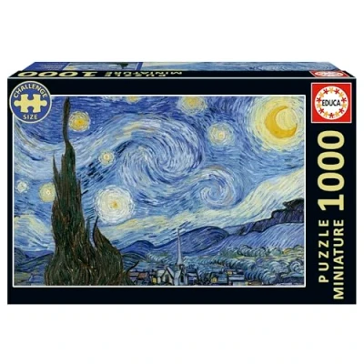 Imagen de Educa Puzzle de 1000 Piezas para Adultos más pequeño del Mundo Noche Estrellada Miniature Puzzle. Incluye Pegamento Fix Medidas: 30 x 46 cm. A Partir 14 años (20247)
