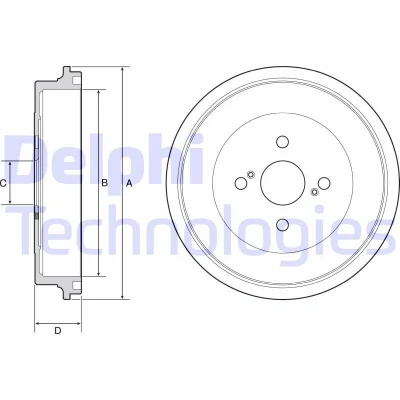 Imagen de DELPHI BF560 Tambor de Freno sin anillo sensor ABS, cojinete rueda, apoyo 284