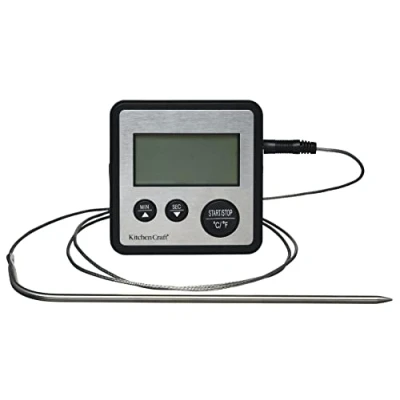 Imagen de KitchenCraft Termómetro de Sonda con Temporizador Digital Acero Inoxidable, 8 x 2 cm