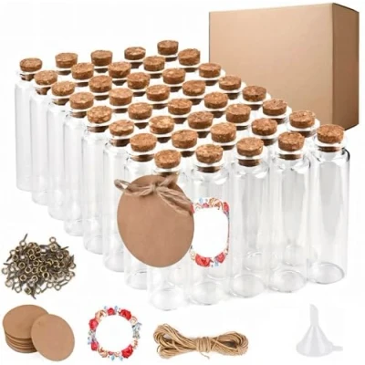 Imagen de MAOOY 40 piezas de tubos ensayo con corcho 20 ml, pequeños ensayo, pequeñas botellas vidrio, viales, kit tarros especias para Navidad, boda, regalo invitados, cumpleaños