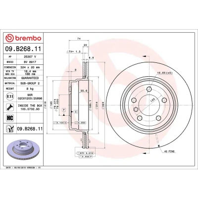 Imagen de BREMBO COATED DISC LINE 09.B268.11 Disco de freno 324 20 5 ventilación interna revestido altamente carbonizado con tornillos BMW: 7