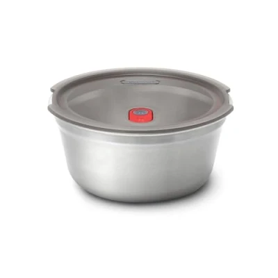 Imagen de BLACK + BLUM fiambrera multifunción, de acero inoxidable, 950 ml, redonda, apta para horno, microondas, congelador y lavavajillas, sellado al vacío válvula vapor en la tapa, a prueba