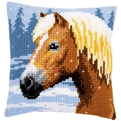 Imagen de Vervaco Punto De Cruz Kit Cojin Decorativo CABALLO EN LA NIEVE Manualidades Adultos Decoracion Bordar Principiantes Completo DIY Bordado Creativo Regalo ca. 40x40 cm Cross Stitch Embroidery