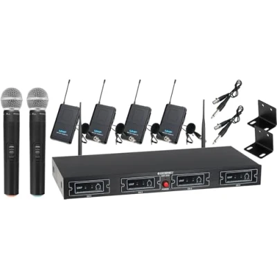 Imagen de McGrey UHF 2V4I Quad Set de micrófonos inalámbricos con 2x mic mano y 4x solapa