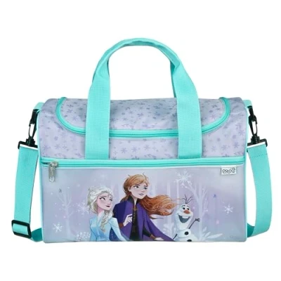 Imagen de Scooli Bolsa de Deporte Infantil Disney Frozen Amplio Compartimento Principal Bandolera Ajustable Diseño Anna&amp;Elsa Resistente