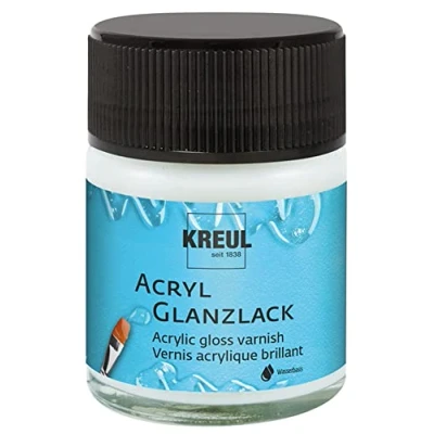Imagen de KREUL 79401 Laca acrílica transparente brillante tarro de cristal 50 ml acabado y protección a base agua para objetos pintados completamente secos