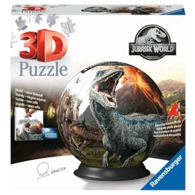 Imagen de Ravensburger Puzzle Ball 3D, Jurassic World, con Soporte, Maqueta para Adultos y Niños de 6+ Años, Rompecabezas 73 Piezas