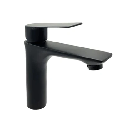 Imagen de Planetmöbel Grifo de baño negro con mezclador monomando para lavabo moderno