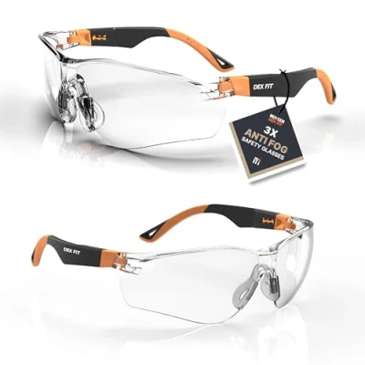 Imagen de DEX FIT SG210 Gafas de Seguridad; Protección Ocular Z87, 3x Resistentes a la Niebla y los Arañazos, Ajustables, para Hombres Mujeres, con UV