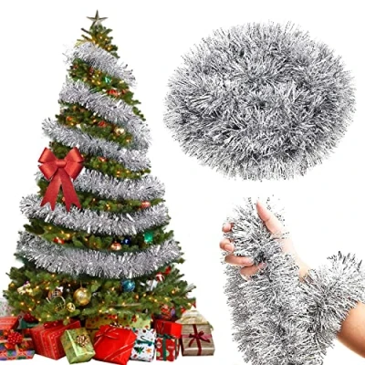 Imagen de Kaiyingxin 10 Metres Christmas Tinsel Garland, Metallic Garlands, Shiny Tree Ornaments, Festive Tinsel…