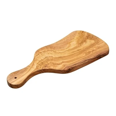 Imagen de Erreke Tabla Cortar Cocina Madera Olivo, Cocina, de Olivo Grande, Artesanal Servir Picar Carne Barbacoa Queso Pan (39x18cm con Mango)