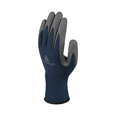 Imagen de Delta Plus VV811GR06 Guantes de punto fino a base agua, 100% poliamida, palma recubierta poliurea, división 15, color azul marino/gris, talla 06