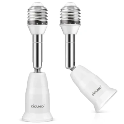 Imagen de DiCUNO E27 a 11.5CM/4.5IN adaptador extensor, Soporte ajustable de la lámpara extensión, flexible base mediana, 180 grados (paquete 2)