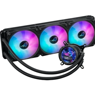 Imagen de ASUS ROG Strix LC III ARGB LCD All in One Refrigeración por agua (pantalla IPS de 2,1 pulgadas, bomba Aseteks Gen7 v2, 3 ventiladores ARGB, 2200 RPM, 3,92 mm H2O, 70,38 CFM, tecnología 0 dB,