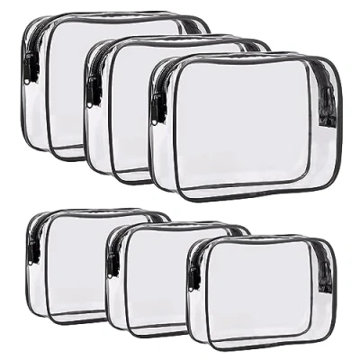 Imagen de 6 Piezas Neceser Transparente Viaje Avion,Bolsa Transparente,Bolsa Liquidos Avion,Bolso de PVC,Neceser Avion Multifunción con Cremallera,Neceser Mujer