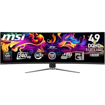 Imagen de MSI MPG 491CQPX QD OLED Monitor Curvo Gaming de 49&quot; DQHD, 1800R, 5120 x 1440 Quantum Dot Panel, 240Hz/0.03ms, 99% DCI P3, Display HDR True Black 400, KVM, Negro