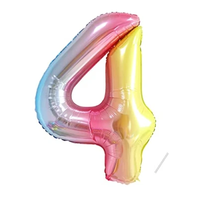 Imagen de Globos de Cumpleãnos 4 Arcoiris,101 CM Globo Numeros Gigantes Grandes Decoracion,Globo Numero 4,Globos Niño Niña Adultos,Vuelan con Helio