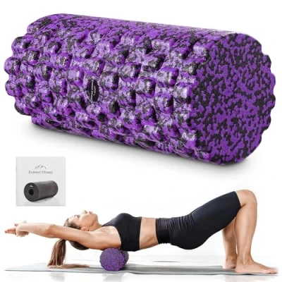 Imagen de EVEREST FITNESS Rodillo Foam Roller 33 cm Masaje Muscular Con Textura 3D de Dureza Media Libro Ejercicios y Bolsa Transporte Rulo Pilates
