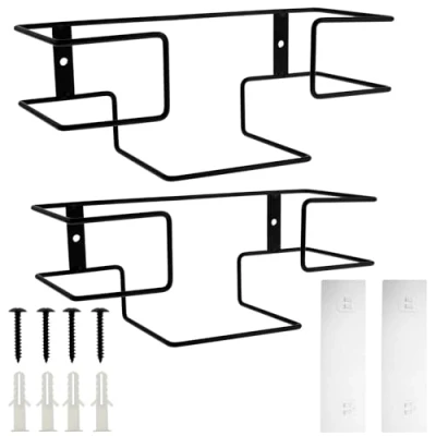 Imagen de Paquete de 2 soportes para guantera montado en la pared, soporte hierro dispensador guantes y caja pañuelos, organizador garaje, laboratorio, hogar, oficina, cocina, dos