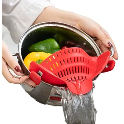 Imagen de colador ZAIGON de silicona alimentaria accesorios cocina 100% libre BPA para pasta, fruta, verduras apto lavavajillas perfecto sartenes, ollas y cuencos