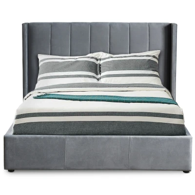 Imagen de Cama canapé con cabecero 140 cm Grimali PU gris Menzzo