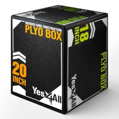 Imagen de Yes4All UYSN Caja pliométrica Suave con núcleo de Madera, 20 x 18 16 Pulgadas, Hecha Espuma Suave, Crossfit, MMA, Entrenamiento pliométrico, Salto 3 en 1 versión