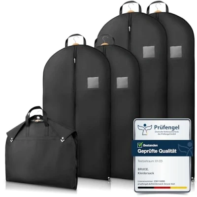 Imagen de Bruce.® 4x Fundas Ropa Armario 2x 100x60cm y 120x60cm, Antipolillas Bolsa Almacenaje con 120 GSM, Porta trajes Caballero o Mujer para Viaje, Bolsas Guardar Colgada Cremallera