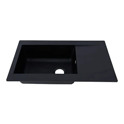 Imagen de Respekta Fregadero de cocina Denver mineralita en negro / empotrable 1 cubeta 86 x 50 cm Lavabo adecuado para armarios inferiores 60 ancho