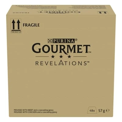 Imagen de GOURMET PURINA Revelations Mousse, Comida para Gatos húmeda en Salsa, Pollo y Ternera, 48 Unidades (48 x 57 g)