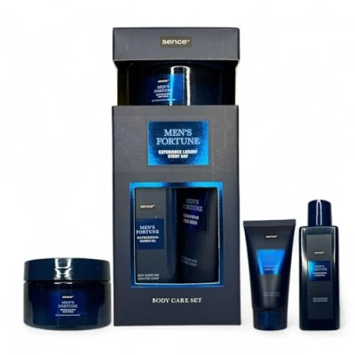Imagen de Set de Cuidado Corporal para Hombres, Good Fortune, Gel Facial, Ducha y Exfoliante Kit 3 Piezas Ideal Regalo