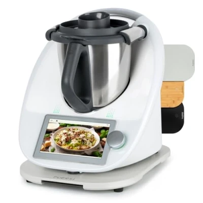 Imagen de PUERSI Tabla Deslizante para Thermomix TM6/TM5, 2ª Generación, Base con Ruedas, Soporte Bimby (Blanco Nieve)