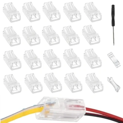 Imagen de EPLZON 2Pin 8mm Conector de Tira LED rápido luz Cinta conectores sin Soldadura para monocromática SMD 5050/5630 10mm Ancho(20piezas)