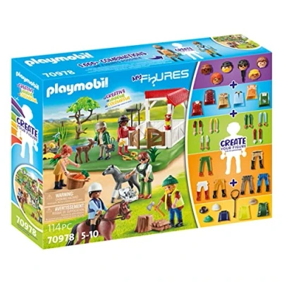 Imagen de PLAYMOBIL My Figures 70978 Rancho de Caballos, 6 Figuras Juego con más 1000 Combinaciones posibles, Juguetes Caballos para niños a Partir 5 años