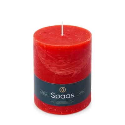 Imagen de Spaas Vela pilar rústica, 100/130 mm, 95 h, color rojo