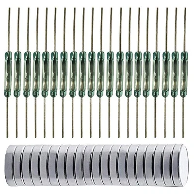 Imagen de Gebildet 20 interruptores de láminas Cristal, Contacto láminas, Interruptor inducción magnética con magnéticas imán Cerca conectar Circuito, lejos Romper Circuito
