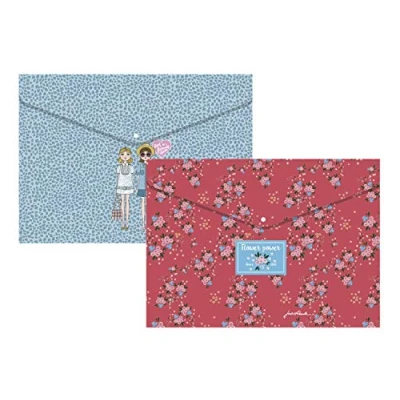 Imagen de Miquelrius Pack de 4 Sobres Polipropileno , A4 Cierre Clic Jordi Labanda Colección Best Friends y Flowery