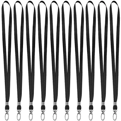 Imagen de 20 piezas Correa de Cuello para LlavesTarjeta, Lanyard Cordón Negocio Oficina Estudiente Enfermera, Cuerdas Colgantes Porta Tarjetas Identificativas (Negro)