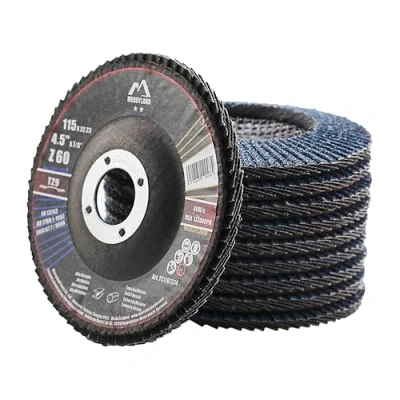 Imagen de Merryland Disco De Láminas Lijadoras 115 Metal para Amoladora Angular, 115mm Grano 60 T29 10 Piezas, Corindón Circonio Azul Acero INOX Hierro, Craft Line FC1107314