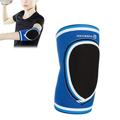 Imagen de Rehband PRN Coderas niños, 1 Pieza, de Neopreno 3mm, Balonmano, Coderas, Vendaje Codo para jóvenes Deportistas., Color:Azul, Talla:S
