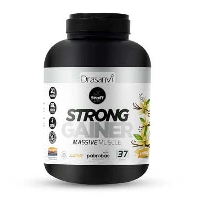 Imagen de Drasanvi Weight Gainer Aumento de Masa Muscular Ganancia peso y Fuerza Fuente Energía Proteina Whey+Creatina+Harina Avena+Enzimas Digestivas + Probióticos 3 Kg Vainilla
