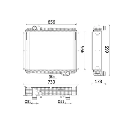 Imagen de MAHLE ORIGINAL CR 2669 000P Radiador, refrigeración del motor Aluminio 495 656 85 con bastidor Aletas soldadas