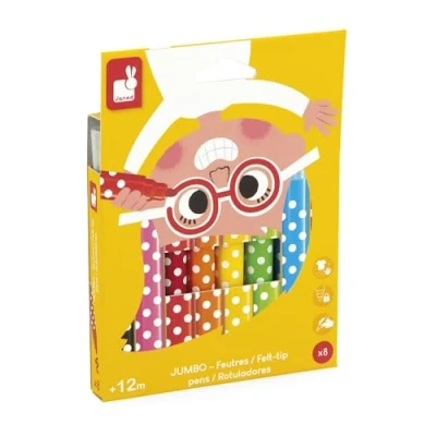 Imagen de Janod 8 rotuladores Gruesos para Colorear Pasos 1 año Punta Segura Fáciles de Lavar Ideales los Primeros Dibujos A Partir 12 meses J07402, Multicolor (JURATOYS J07402)