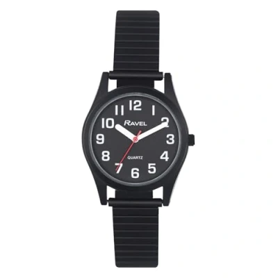 Imagen de Ravel Reloj Mujer Pulsera de Acero Inoxidable con Grandes Números y Agujas Cuarzo Analógico R0225.33.2 Negro/Esfera Negra