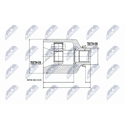Imagen de NTY NPW MZ 028 Junta Homocinética Transmisión automática Eje delantero, derecha MAZDA: 3 Hatchback, 5, Berlina