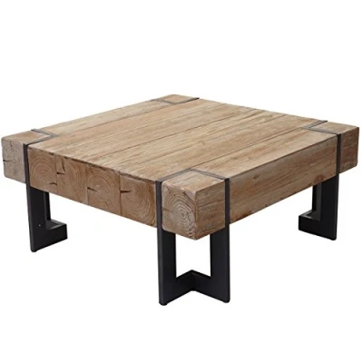 Imagen de Mesa de centro hwc a15 madera pino maciza 40 x 90 cm pies metal