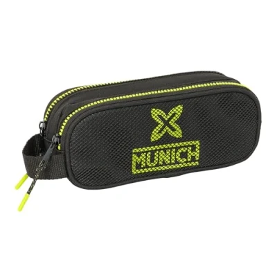 Imagen de Safta MUNICH BEAT Portatodo Doble Niño, Estuche Infantil, Ideal para Niños en Edad Escolar, Cómodo y Versátil, Calidad Resistencia, 21x6x8 cm, Color Negro