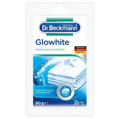 Imagen de Dr. Beckmann Glowhite Blanqueador de telas 80 g Elimina la decoloración gris Combate el amarillamiento Obteniendo ropa blanca más