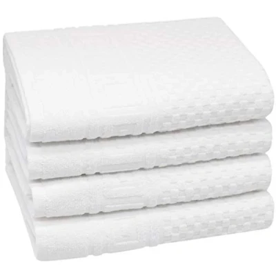 Imagen de ZOLLNER Juego de 4 Toallas Lavabo a Cuadros, Blanco, 50x100 cm